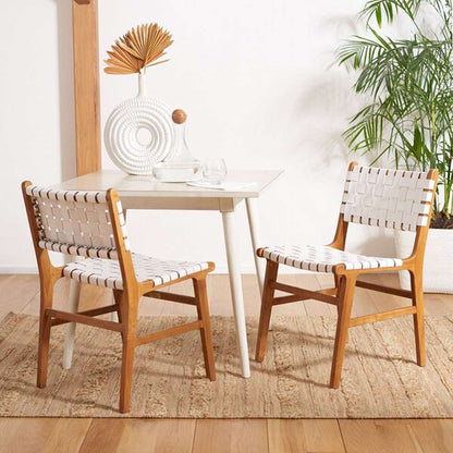 Safavieh - Taika Leather Dining Chair - White - Natural  (Set of 2) - DCH4000B-SET2 veiw 2
