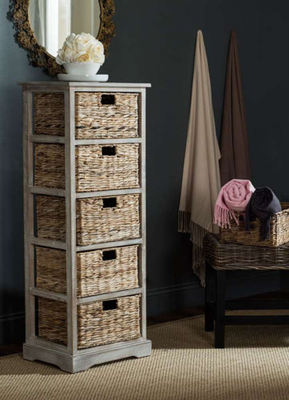 Safavieh - Vedette 5 Basket Storage Tower - White Washed - AMH5739E veiw 2