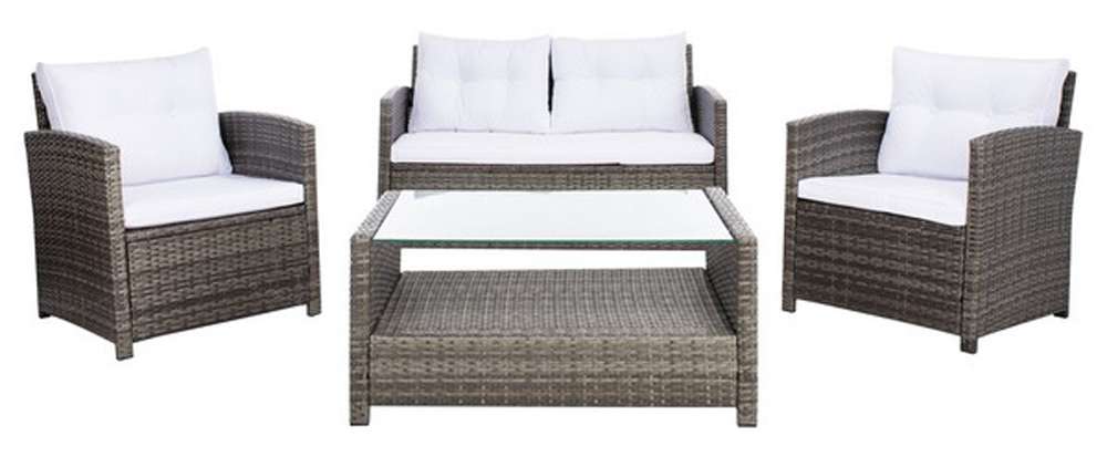Safavieh - Vellor 4Pc Living Set - Grey Brown - White - PAT7516C veiw 1