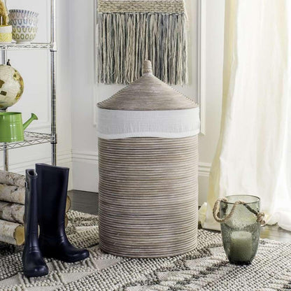 Safavieh - Wellington Laundry Basket - White - Grey White Wash - HAC6501A veiw 2
