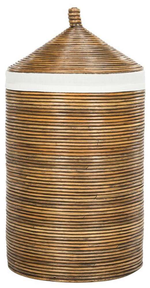 Safavieh - Wellington Laundry Basket - White - Honey Dark Brown - HAC6501C veiw 1
