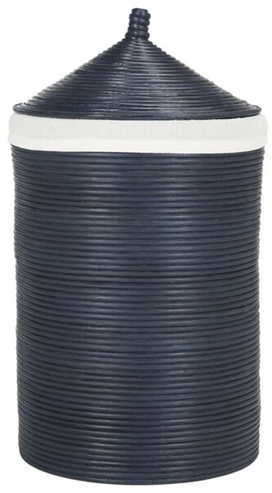 Safavieh - Wellington Laundry Basket - White - Navy - HAC6501B veiw 1
