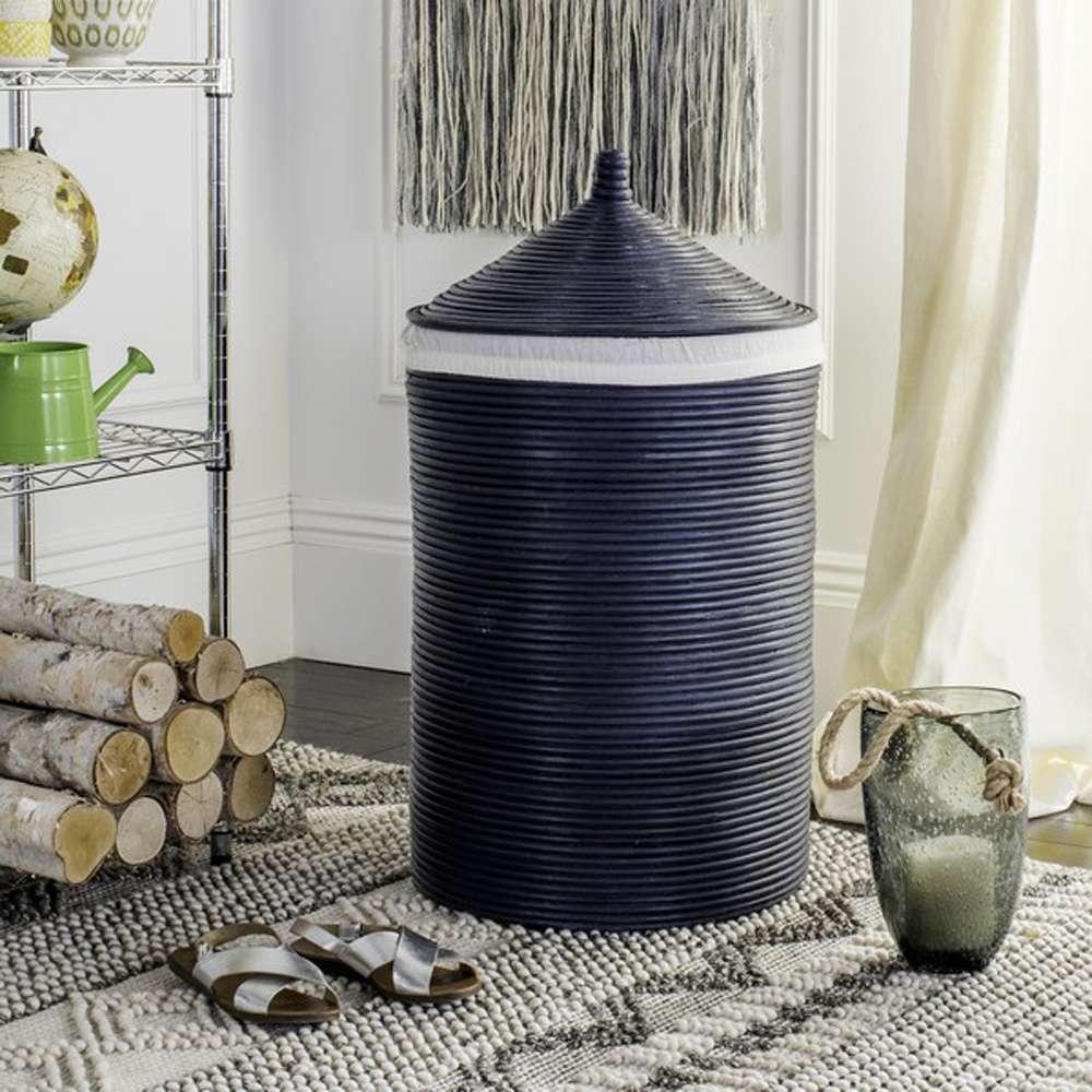 Safavieh - Wellington Laundry Basket - White - Navy - HAC6501B veiw 2