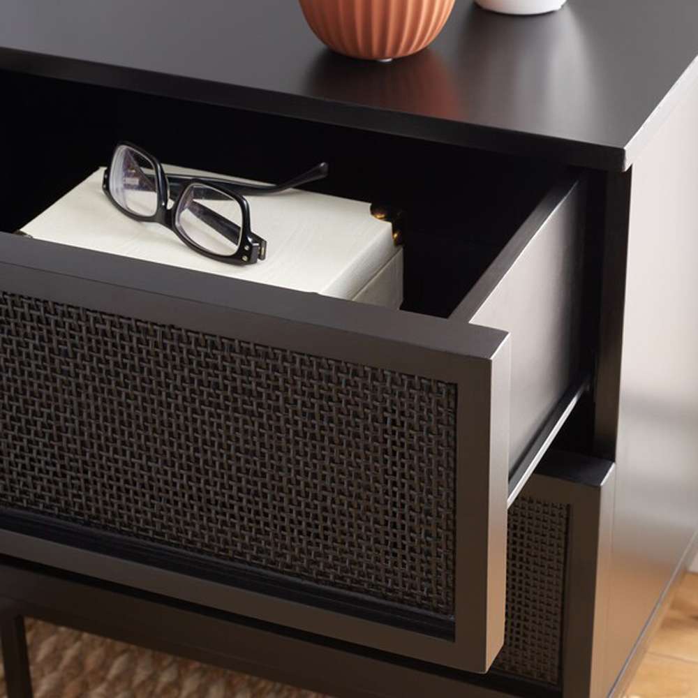 Safavieh - Zadie 2 Drw Rattan Nightstand - Black - NST5007E veiw 2