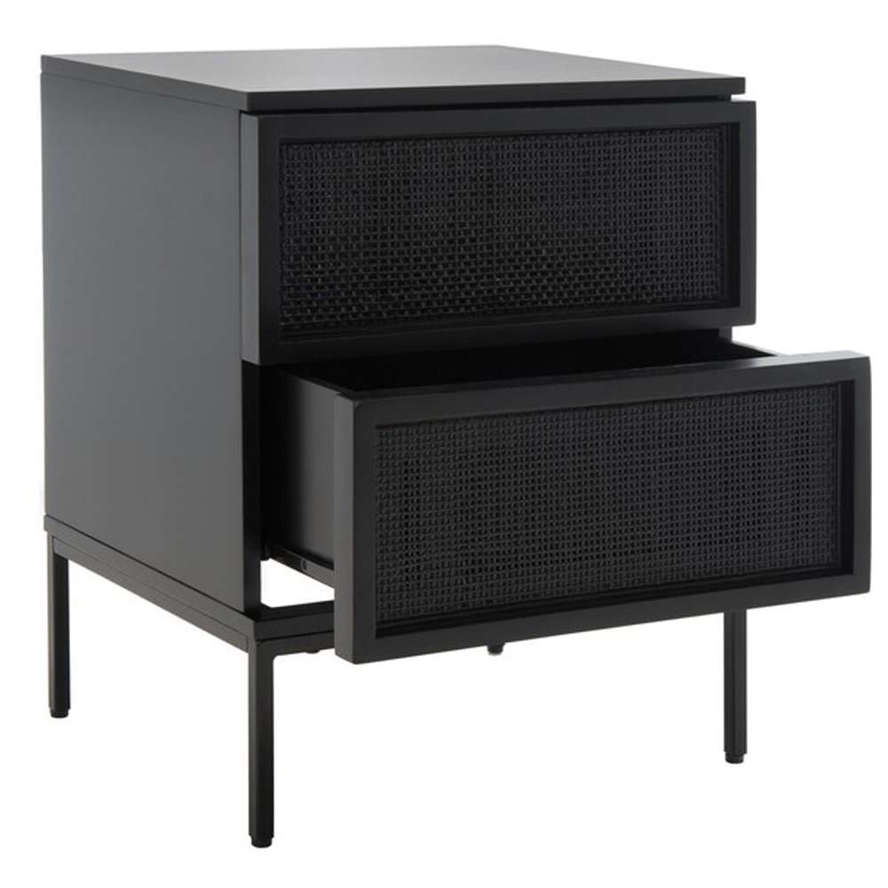 Safavieh - Zadie 2 Drw Rattan Nightstand - Black - NST5007E veiw 4
