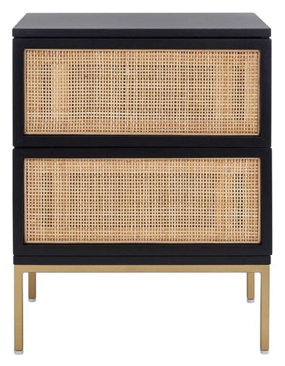 Safavieh - Zadie 2 Drw Rattan Nightstand - Black - Gold - NST5007A veiw 1