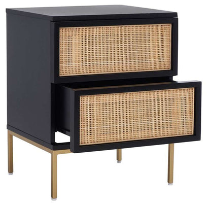 Safavieh - Zadie 2 Drw Rattan Nightstand - Black - Gold - NST5007A veiw 4