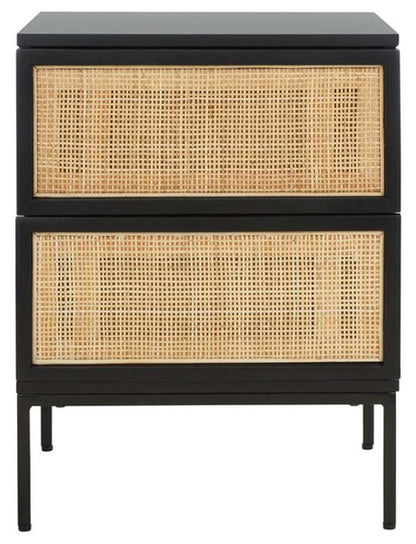 Safavieh - Zadie 2 Drw Rattan Nightstand - Black - Natural - NST5007D veiw 1