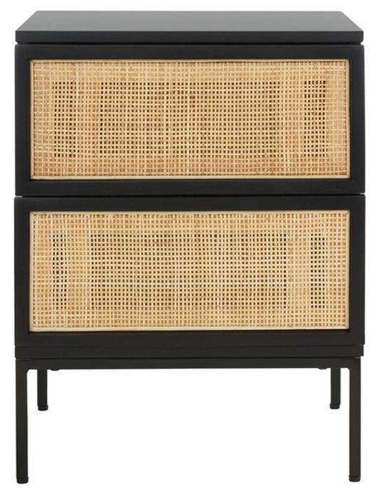 Safavieh - Zadie 2 Drw Rattan Nightstand - Black - Natural - NST5007D veiw 1