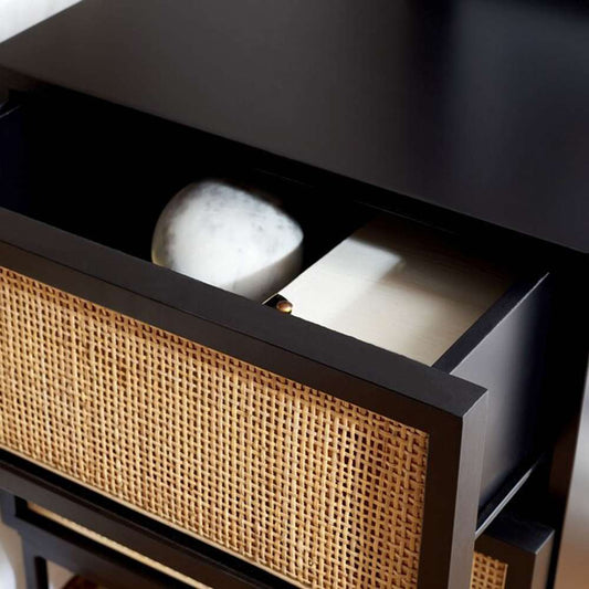 Safavieh - Zadie 2 Drw Rattan Nightstand - Black - Natural - NST5007D veiw 2