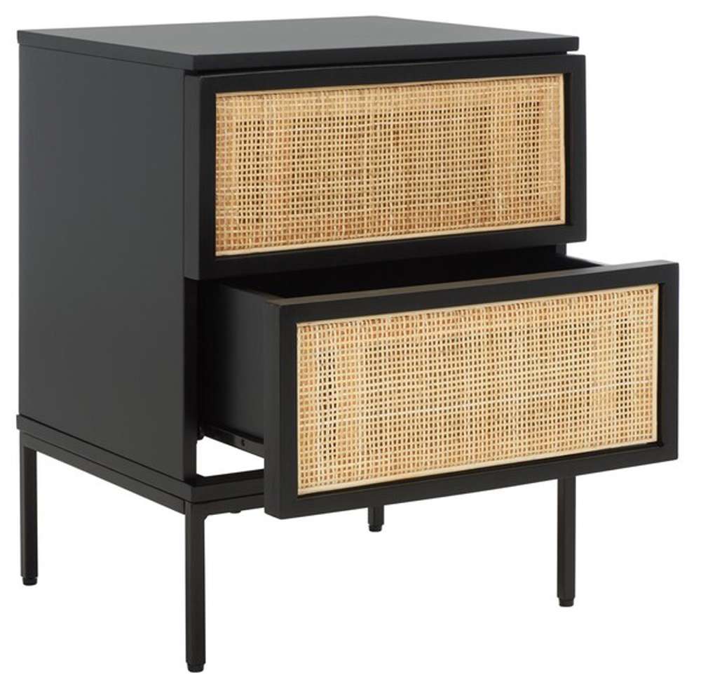 Safavieh - Zadie 2 Drw Rattan Nightstand - Black - Natural - NST5007D veiw 4