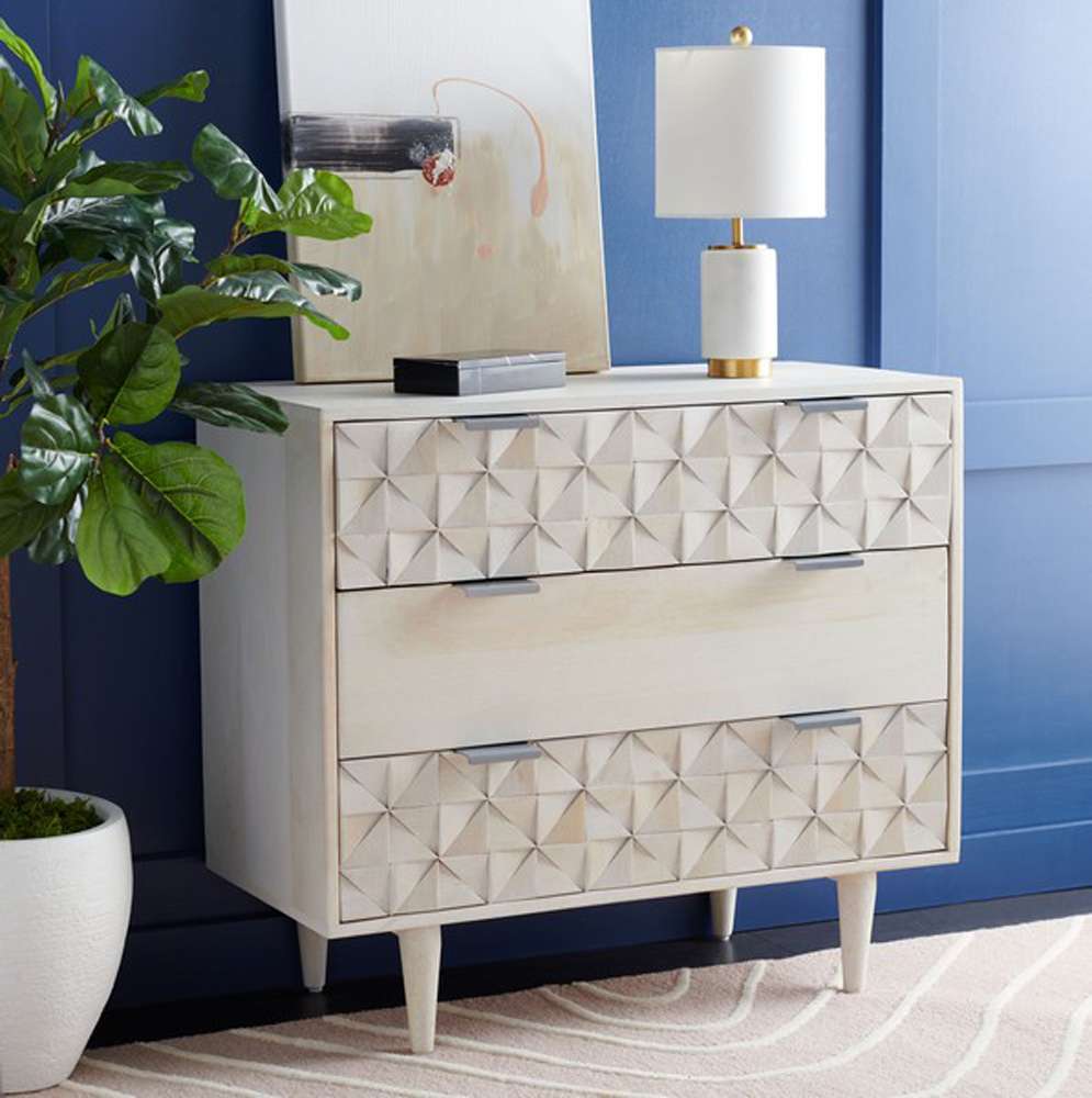 Safavieh - Zinnia 3 Drawer Chest - White Washed - Silver - CHS9000B veiw 2