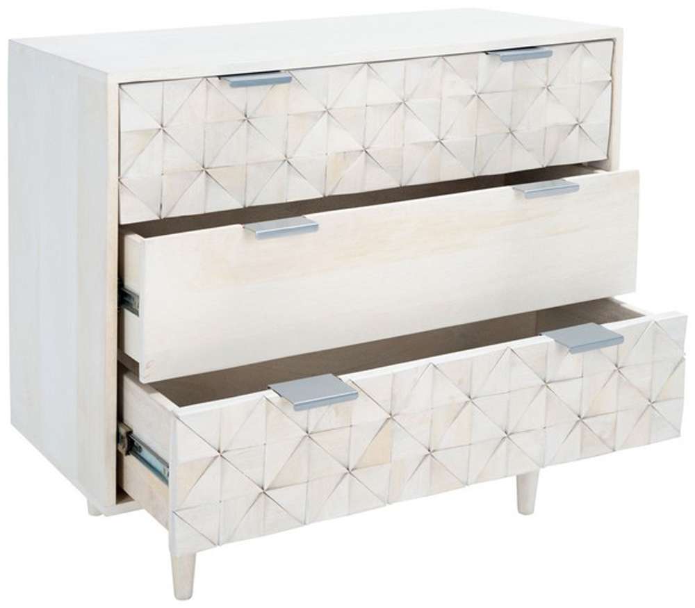 Safavieh - Zinnia 3 Drawer Chest - White Washed - Silver - CHS9000B veiw 4