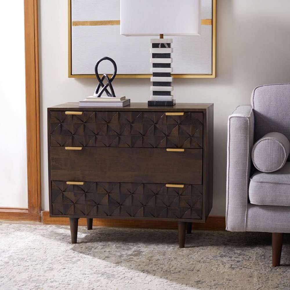 Safavieh - Zinnia 3 Drawer Chest - Walnut - CHS9000A veiw 3