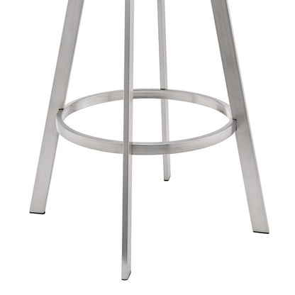 Armen Living - Chelsea 30in Gray Faux Leather and Brushed Stainless Steel Swivel Bar Stool - LCCSBABSGR30 veiw 6