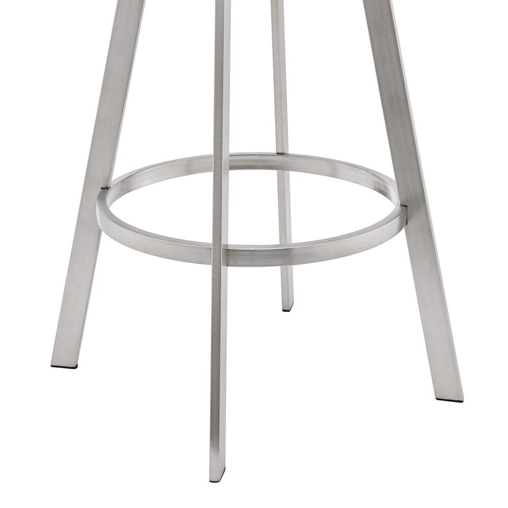 Armen Living - Chelsea 30in White Faux Leather and Brushed Stainless Steel Swivel Bar Stool - LCCSBABSWH30 veiw 6