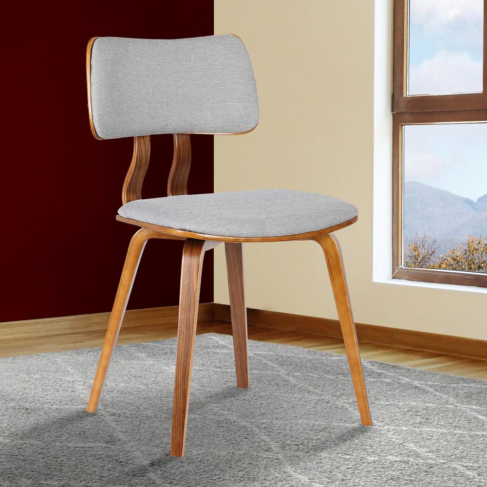 Armen Living - Jaguar Mid-Century Dining Chair in Walnut Wood and Gray Fabric - LCJASIWAGRAY veiw 6