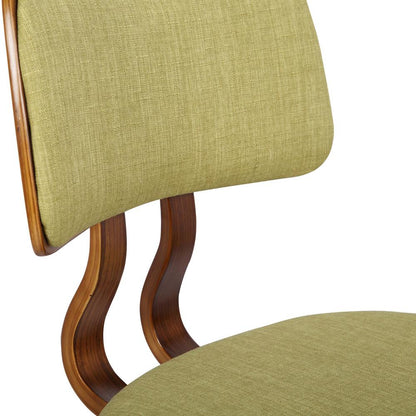 Armen Living - Jaguar Mid-Century Dining Chair in Walnut Wood and Green Fabric - LCJASIWAGREEN veiw 4