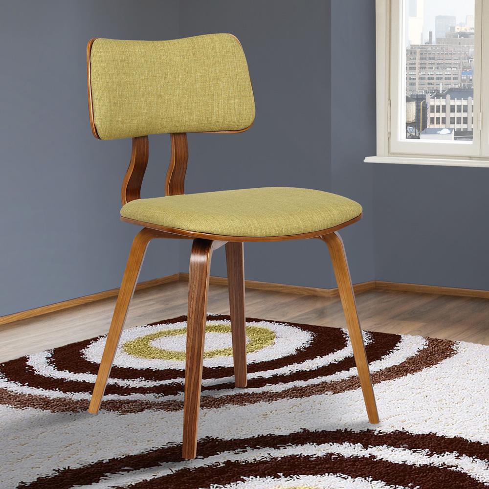 Armen Living - Jaguar Mid-Century Dining Chair in Walnut Wood and Green Fabric - LCJASIWAGREEN veiw 6
