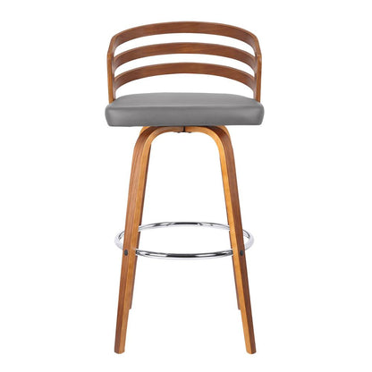 Armen Living - Jayden 30in Bar Height Swivel Grey Faux Leather and Walnut Wood Bar Stool - LCJYBAGRWA30 veiw 2