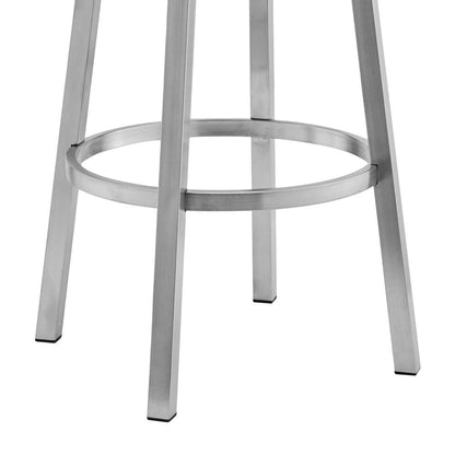 Armen Living - Lorin 30in Black Faux Leather and Brushed Stainless Steel Swivel Bar Stool - LCLRBABSBL30 veiw 6