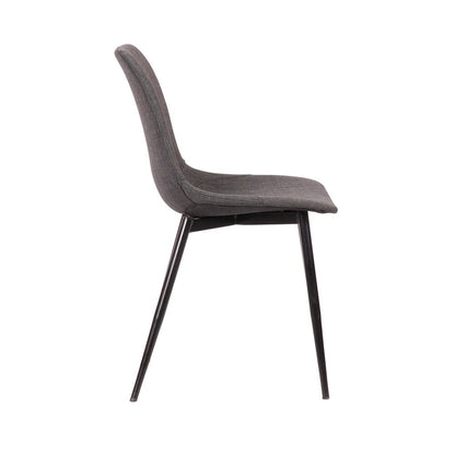 Armen Living - Monte Contemporary Dining Chair in Charcoal Fabric with Black Powder Coated Metal Legs - LCMOCHCH veiw 3