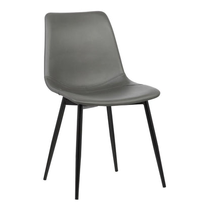 Armen Living - Monte Contemporary Dining Chair in Gray Faux Leather with Black Powder Coated Metal Legs - LCMOCHGREY veiw 1