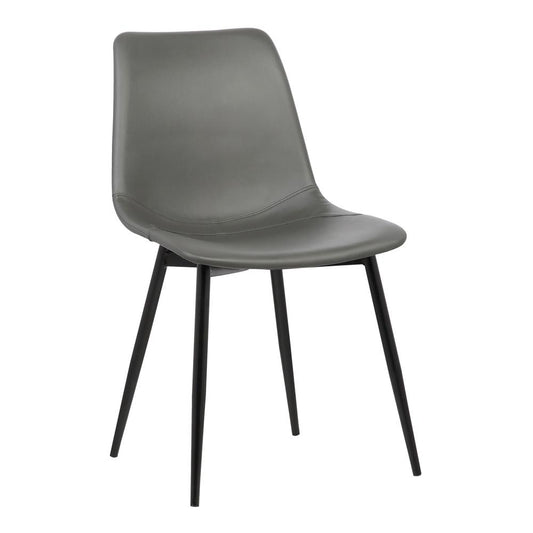 Armen Living - Monte Contemporary Dining Chair in Gray Faux Leather with Black Powder Coated Metal Legs - LCMOCHGREY veiw 1