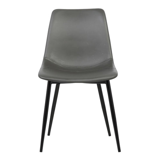 Armen Living - Monte Contemporary Dining Chair in Gray Faux Leather with Black Powder Coated Metal Legs - LCMOCHGREY veiw 2