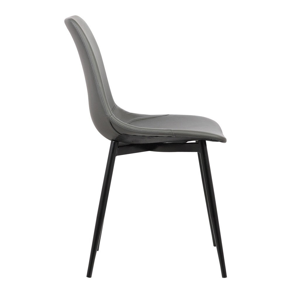 Armen Living - Monte Contemporary Dining Chair in Gray Faux Leather with Black Powder Coated Metal Legs - LCMOCHGREY veiw 3
