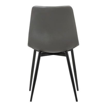 Armen Living - Monte Contemporary Dining Chair in Gray Faux Leather with Black Powder Coated Metal Legs - LCMOCHGREY veiw 4