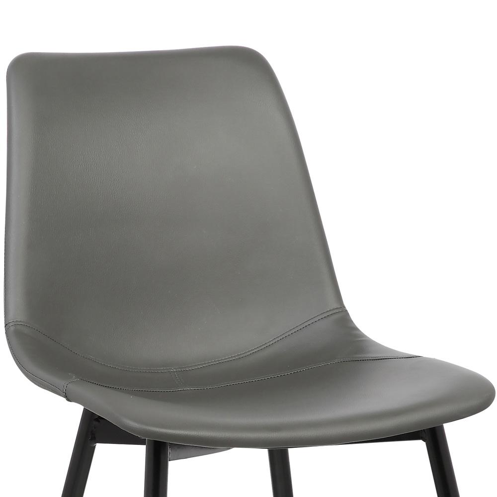 Armen Living - Monte Contemporary Dining Chair in Gray Faux Leather with Black Powder Coated Metal Legs - LCMOCHGREY veiw 5