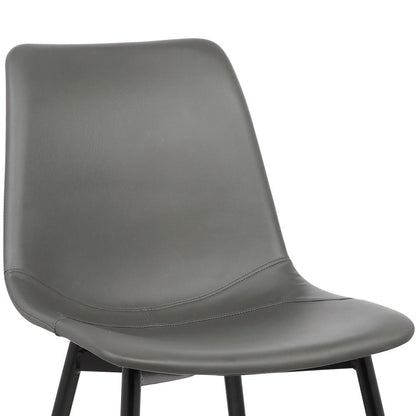 Armen Living - Monte Contemporary Dining Chair in Gray Faux Leather with Black Powder Coated Metal Legs - LCMOCHGREY veiw 5