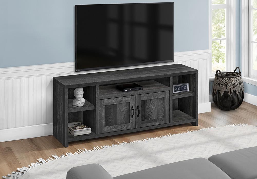Monarch Specialties - Tv Stand, 60 Inch, Console, Media Entertainment Center, Storage Cabinet, Living Room, Bedroom, Laminate, Black, Transitional - I-2743 veiw 2