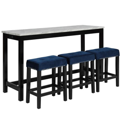 New Classic Furniture - Celeste Theater Bar Table With 3 Stools-Blue - D400-B3S-BLU veiw 1