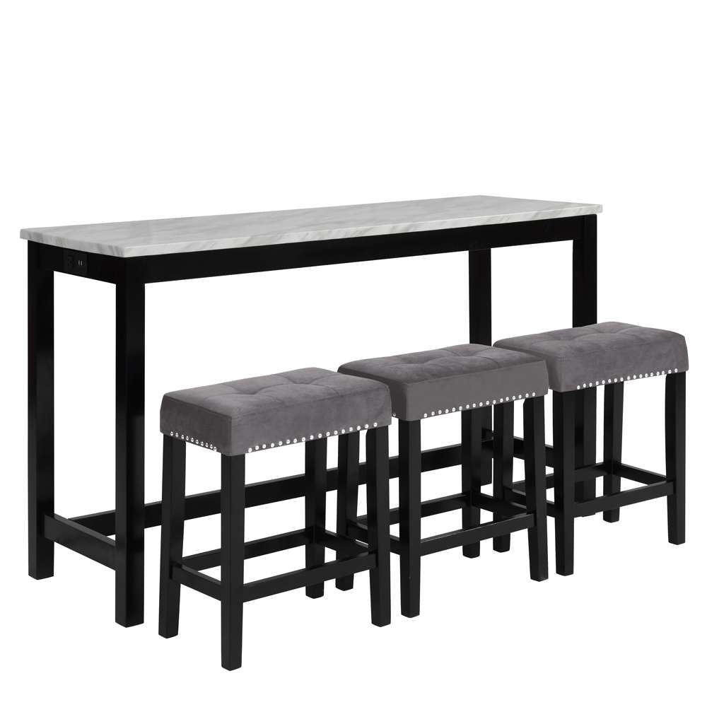 New Classic Furniture - Celeste Theater Bar Table With 3 Stools-Gray - D400-B3S-GRY veiw 1