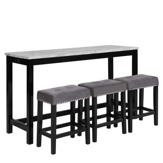 New Classic Furniture - Celeste Theater Bar Table With 3 Stools-Gray - D400-B3S-GRY veiw 1