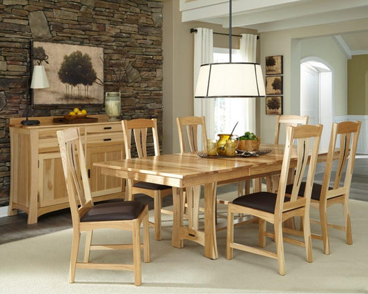 A-America - Cattail Bungalow 96in Trestle Table with (2) 18in Leaves in Natural Finish - CATNT6300 veiw 2