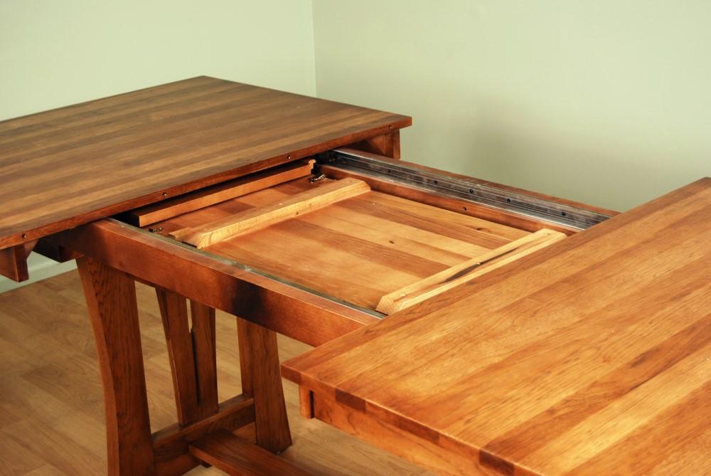 A-America - Cattail Bungalow 96in Trestle Table with (2) 18in Leaves in Warm Amber Finish - CATAM6300 veiw 3