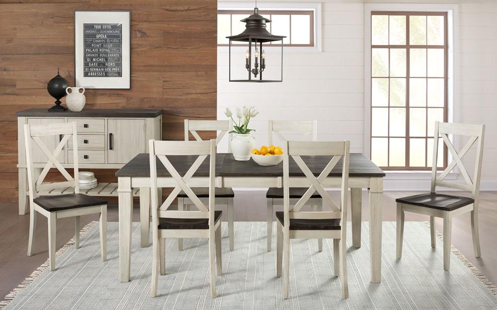 A-America - Huron 56in - 72in Leg Table with (1) 16in Leaf - Cocoa-Chalk Finish - HURCO6090 veiw 4