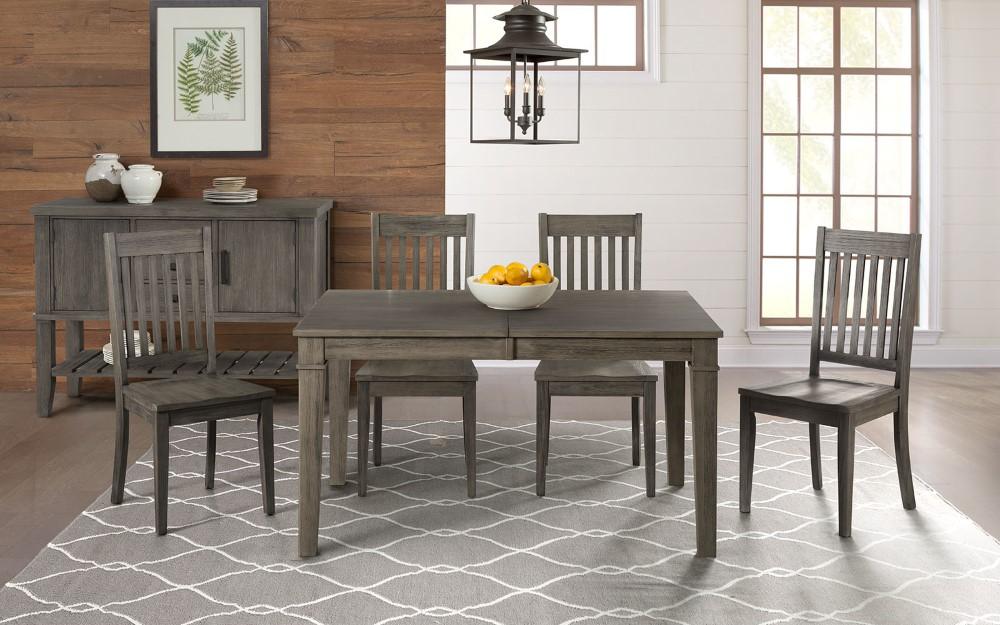 A-America - Huron 56in - 72in Leg Table with (1) 16in Leaf - Distressed Grey Finish - HURDG6090 veiw 2