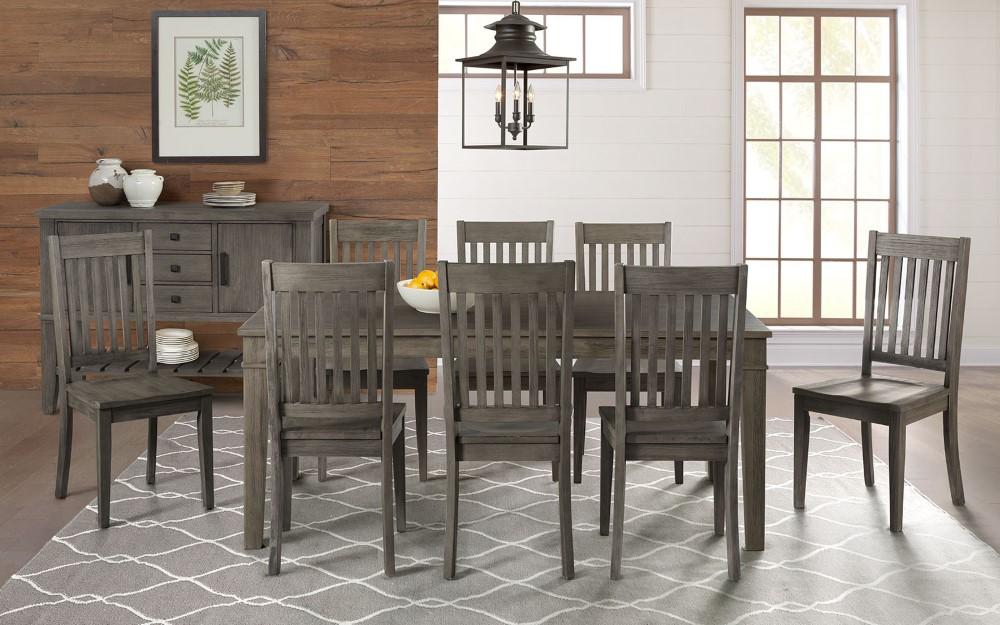 A-America - Huron 56in - 72in Leg Table with (1) 16in Leaf - Distressed Grey Finish - HURDG6090 veiw 4