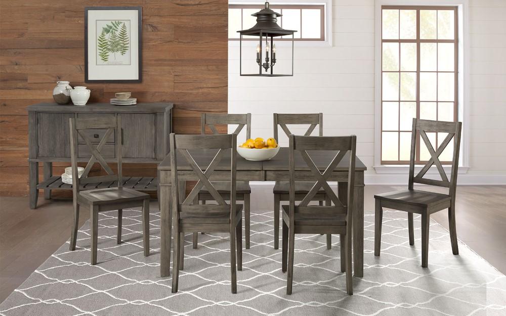 A-America - Huron 56in - 72in Leg Table with (1) 16in Leaf - Distressed Grey Finish - HURDG6090 veiw 5