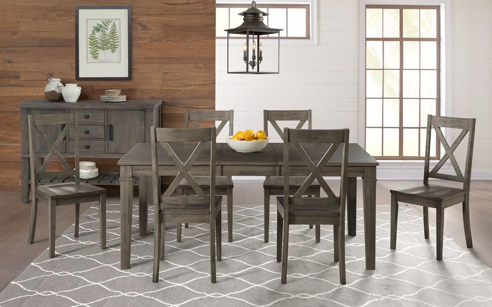 A-America - Huron 56in - 72in Leg Table with (1) 16in Leaf - Distressed Grey Finish - HURDG6090 veiw 6