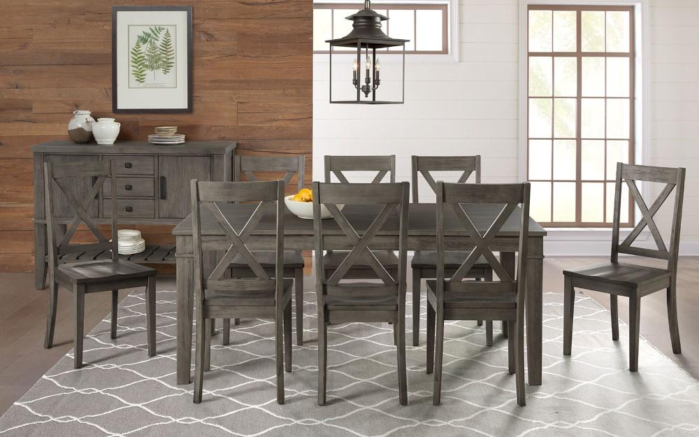 A-America - Huron 56in - 72in Leg Table with (1) 16in Leaf - Distressed Grey Finish - HURDG6090 veiw 7