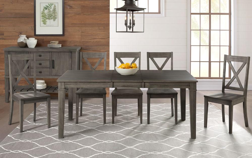A-America - Huron 56in - 72in Leg Table with (1) 16in Leaf - Distressed Grey Finish - HURDG6090 veiw 8