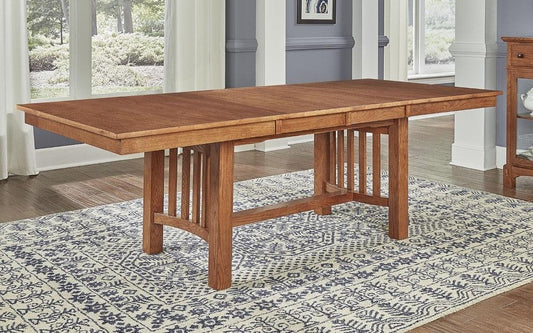 A-America - Laurelhurst 92in Rectangular Trestle Table with (2) Self-Storing Leaves in Mission Oak Finish - LAUOA6320 veiw 1