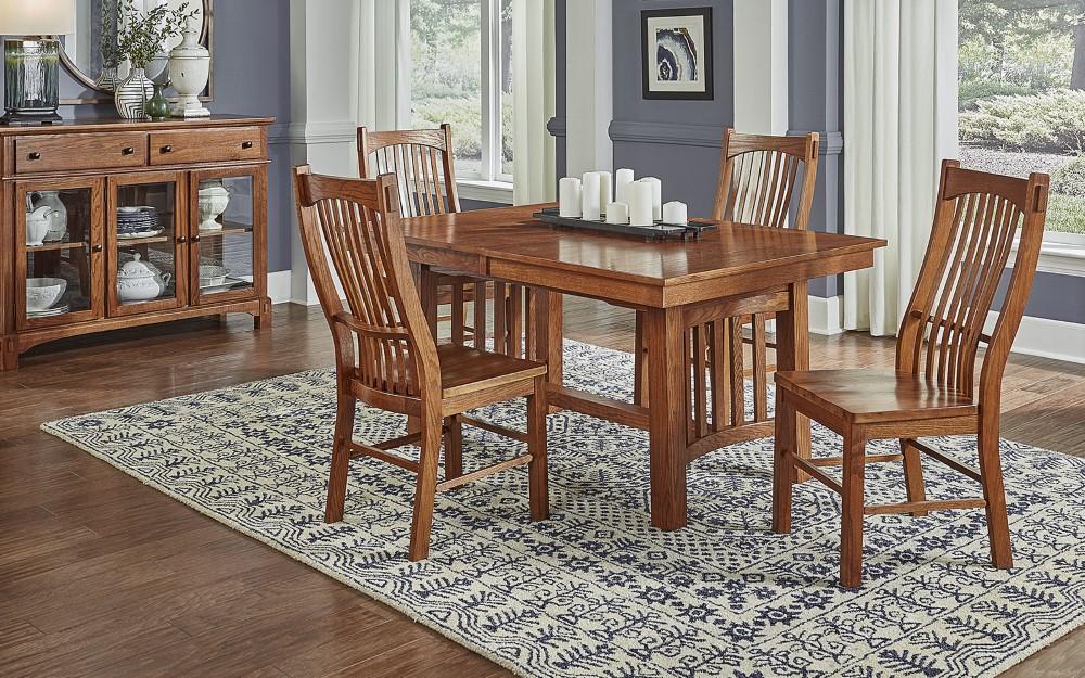 A-America - Laurelhurst 92in Rectangular Trestle Table with (2) Self-Storing Leaves in Mission Oak Finish - LAUOA6320 veiw 3