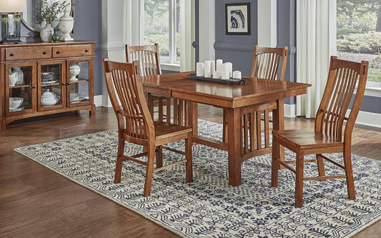 A-America - Laurelhurst 92in Rectangular Trestle Table with (2) Self-Storing Leaves in Mission Oak Finish - LAUOA6320 veiw 3