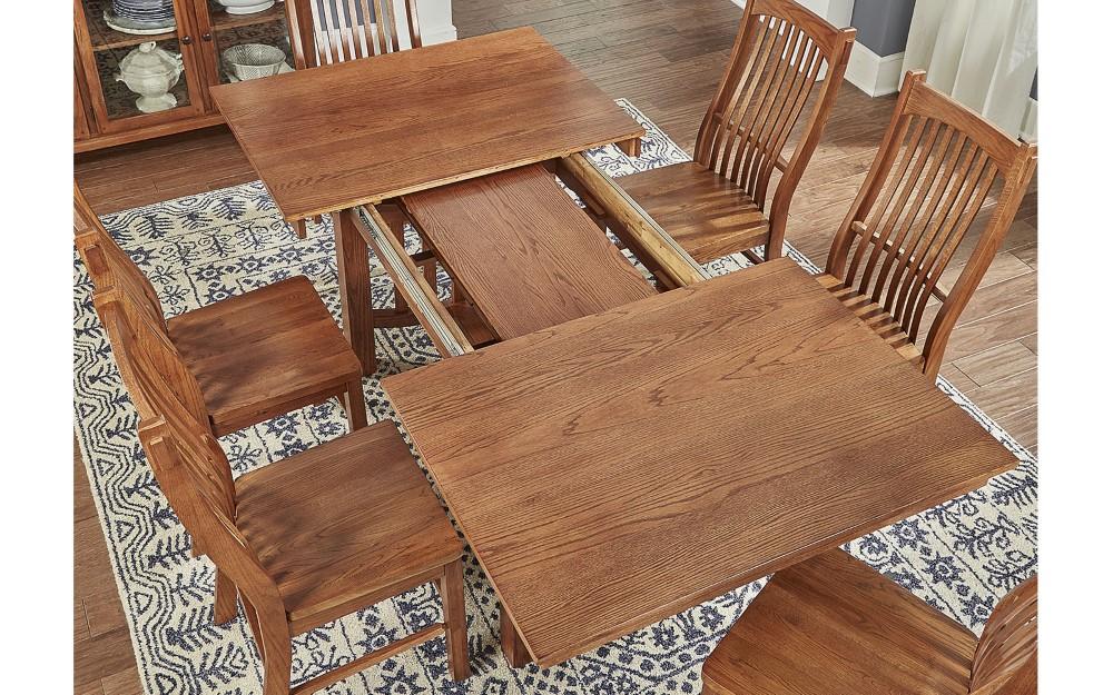 A-America - Laurelhurst 92in Rectangular Trestle Table with (2) Self-Storing Leaves in Mission Oak Finish - LAUOA6320 veiw 5